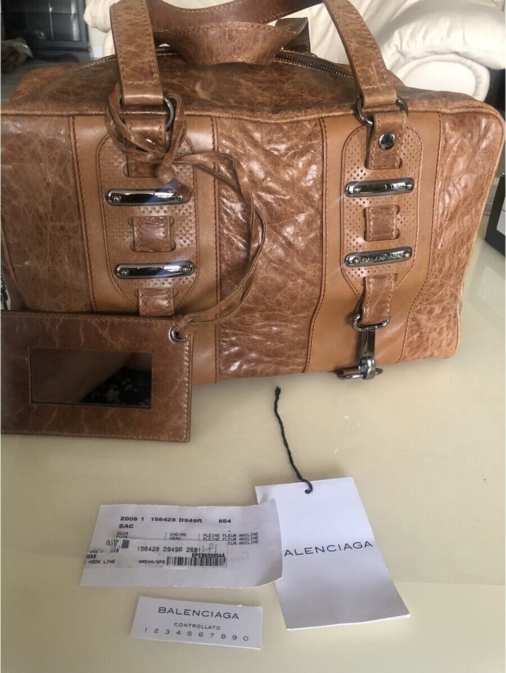 Authentic Balenciaga Brown/Camel Handbag 156428 D949R Chevro/Calf Leather NWT
